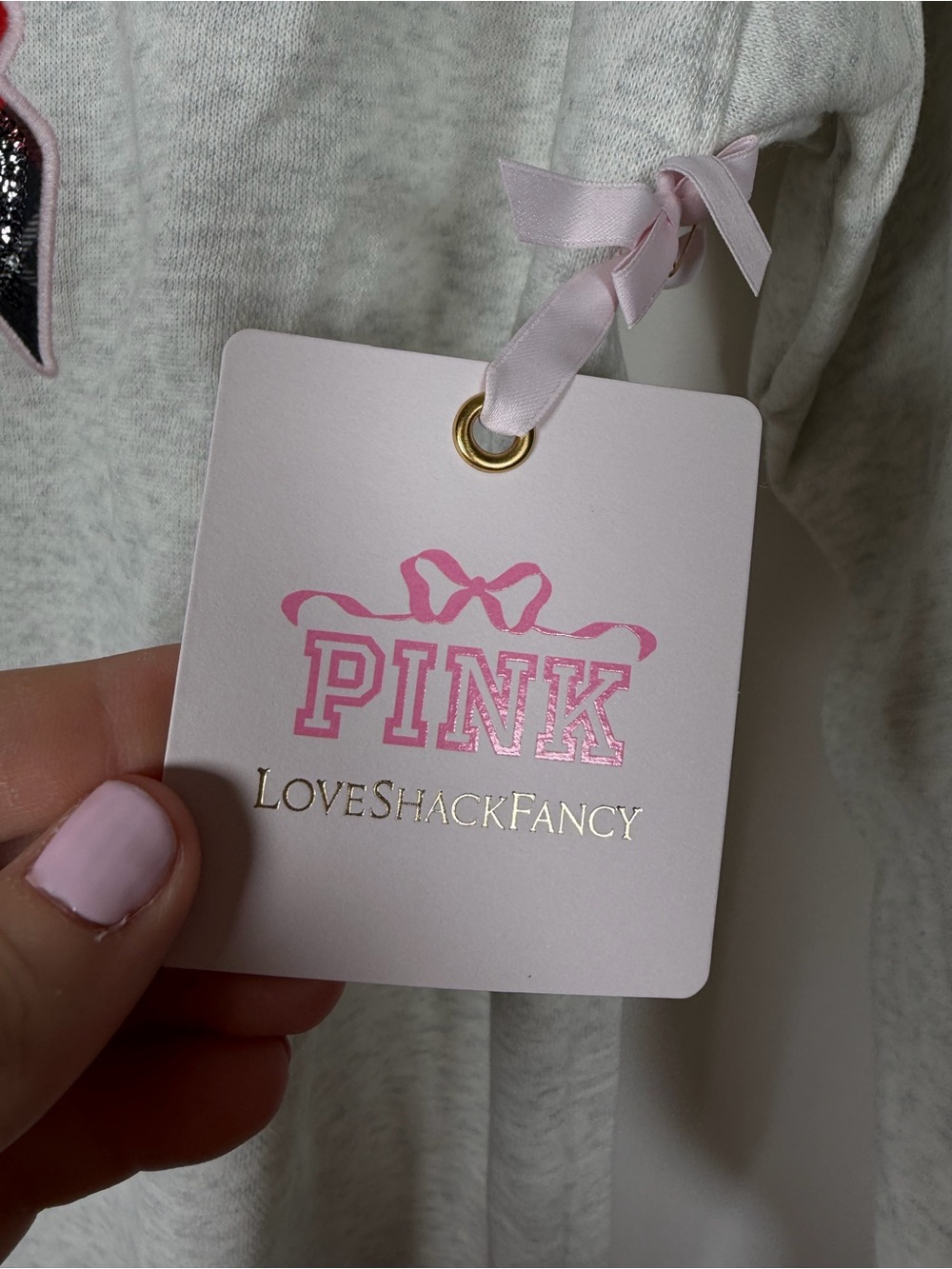 LoveShackFancy x VS Pink Oversized Crew Neck Sweatshirt Dress - Picture 4 of 8